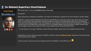 BioWare's Boss Defends Harassed Writer